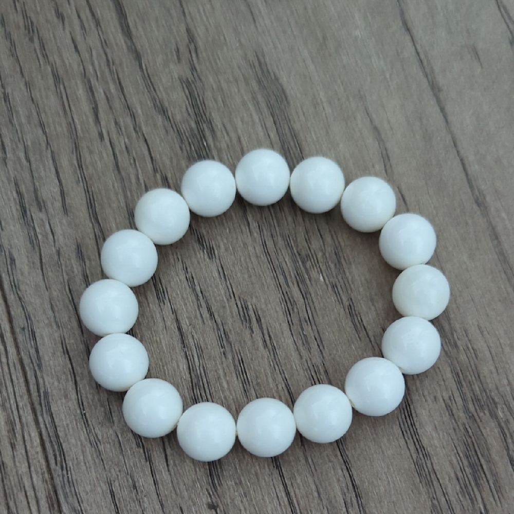 White Natural Milky Quartz Healing Stone Stretch Bracelet - Women Jewelry